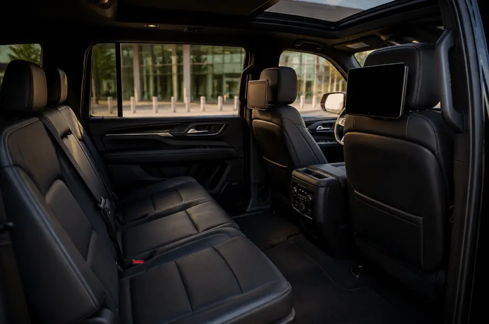 inside of a luxury limousine